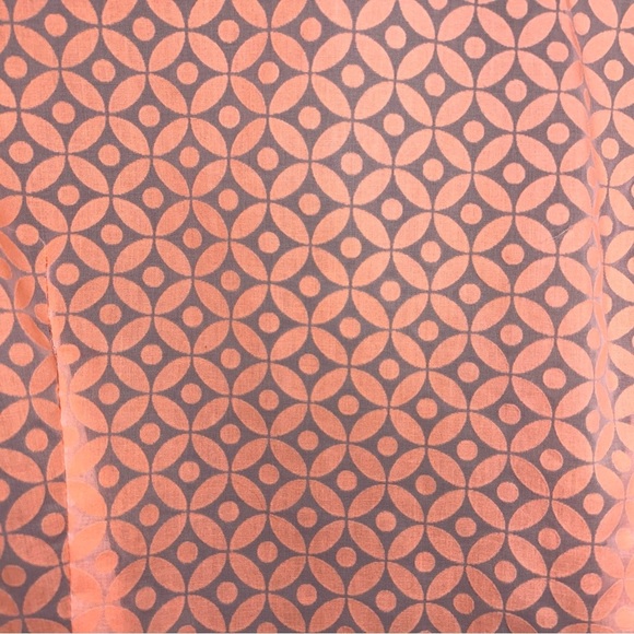 Small Attention Orange Peach Short Sleeve Blouse  Collared Boho Print Semi Sheer - Picture 10 of 12